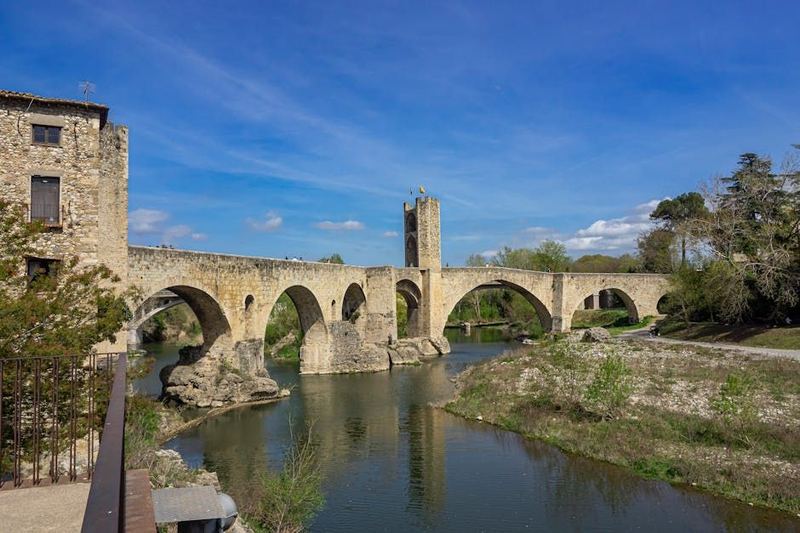 The medieval fortified bridge of Besalú, Catalonia